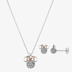 Disney Classics Jewelry | Rose Gold Minnie Mouse | Necklace and Earrings Set